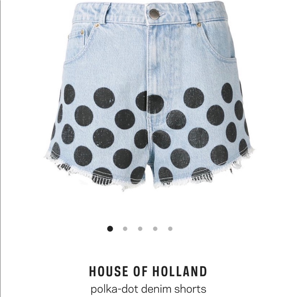 House of Holland Polka Dot Denim Jean Shorts